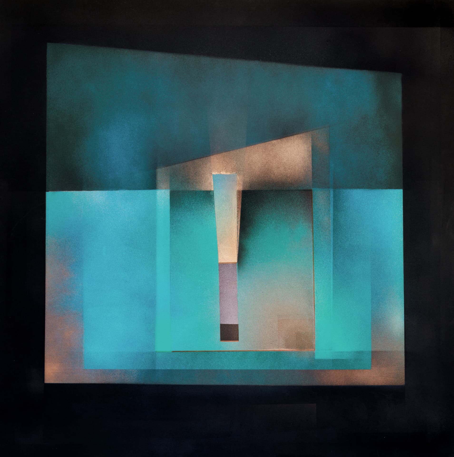 Olmec Memories, square abstract painting by Jorge Engel