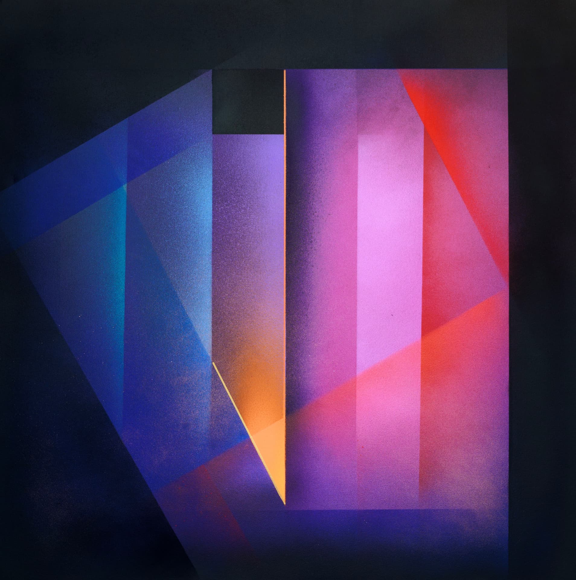 Coming to the Point, square abstract painting by Jorge Engel