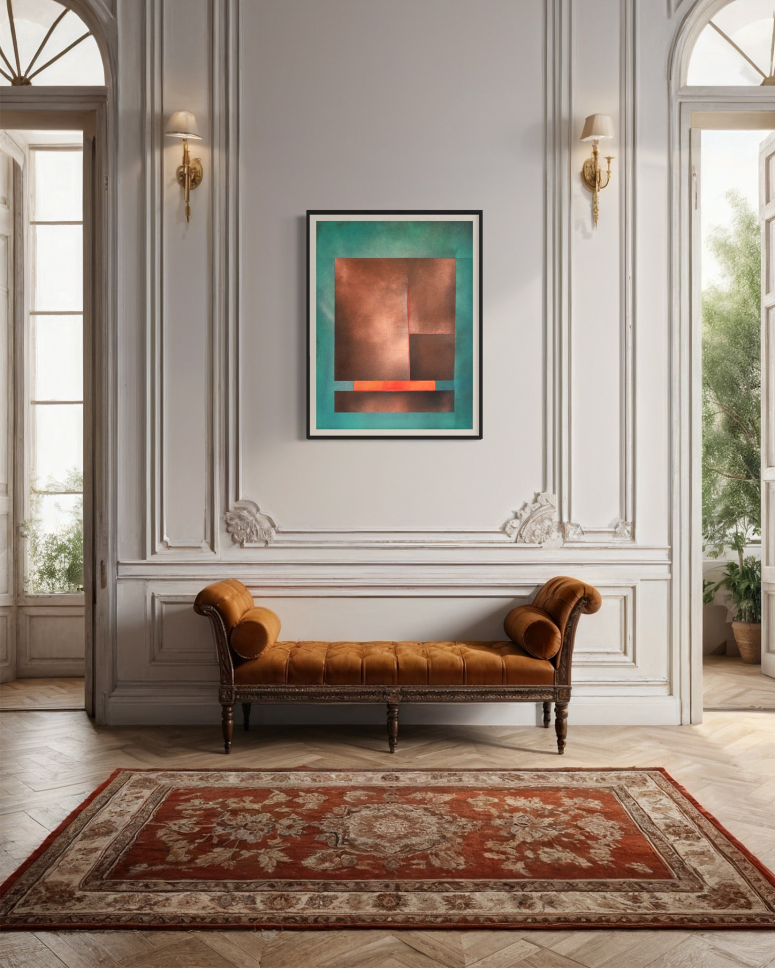 Jorge Engel artwork placed in a warm residential interior
